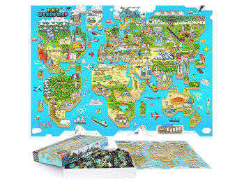 Bopster 8-bit design wereldkaart puzzel - 1.000 stukjes