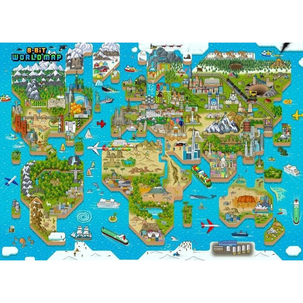 Bopster Bopster - 8-bit desing world map puzzle - 1,000 pieces