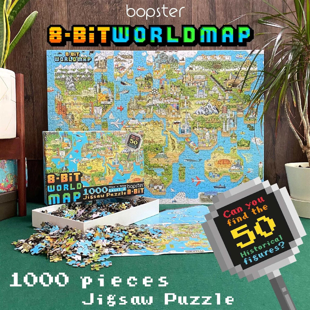 Bopster - 8-bit desing world map puzzle - 1,000 pieces