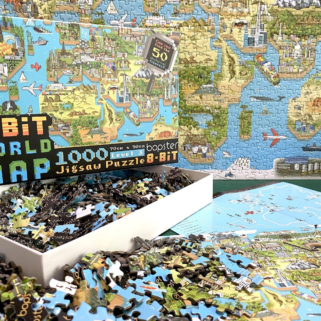 Bopster - 8-bit design wereldkaart puzzel - 1.000 stukjes
