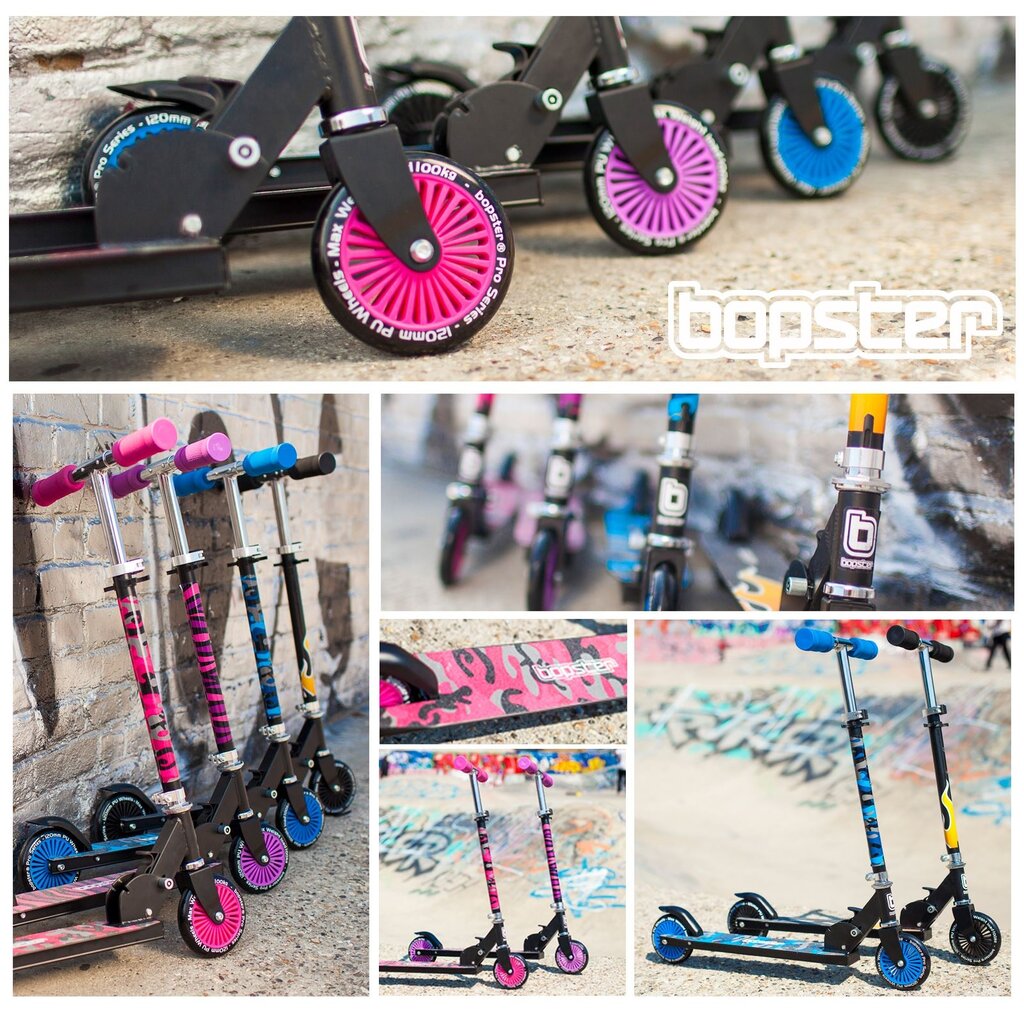 Bopster - foldable kids scooter - pink stripes design