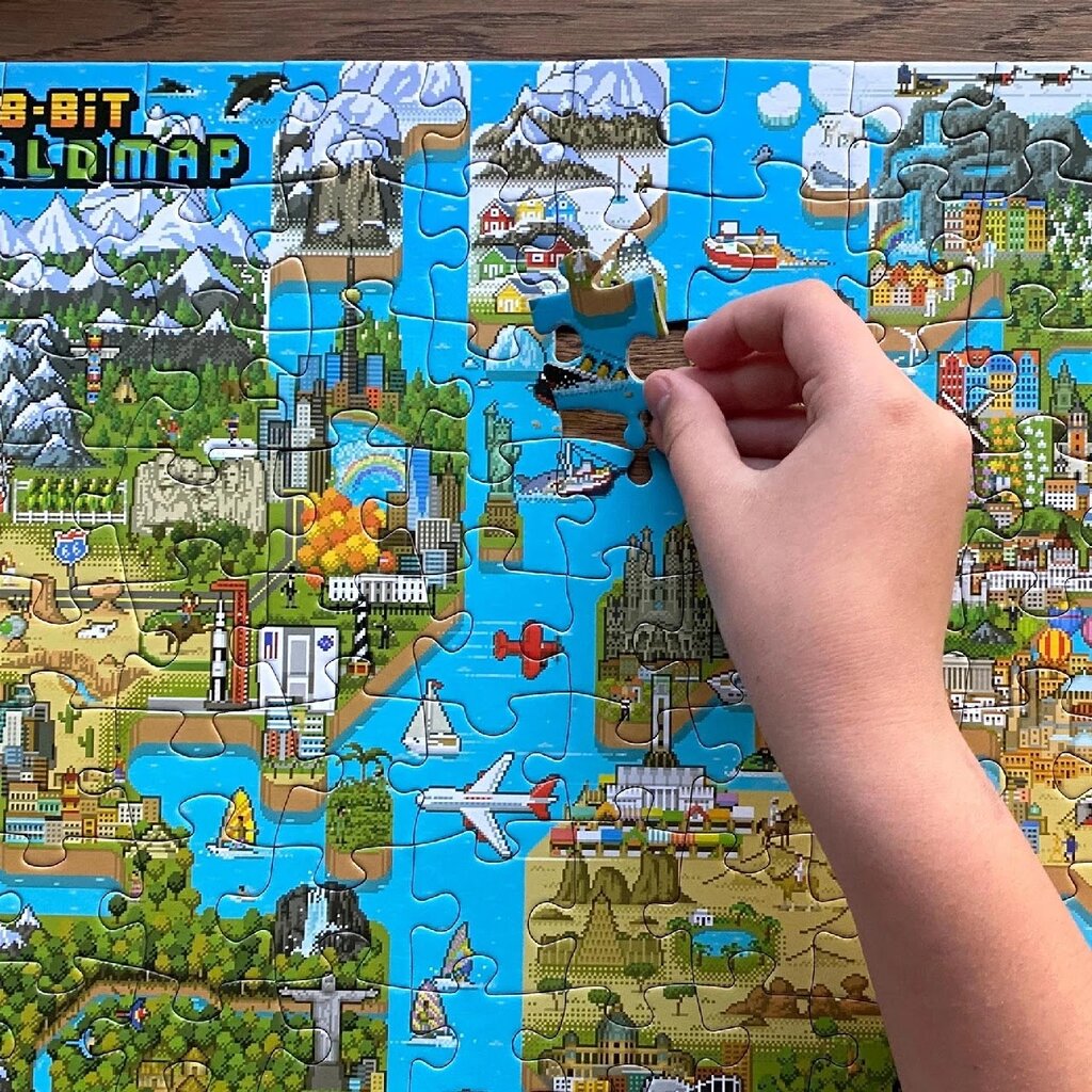 Bopster - 8-bit design wereldkaart puzzel - 180 stukjes