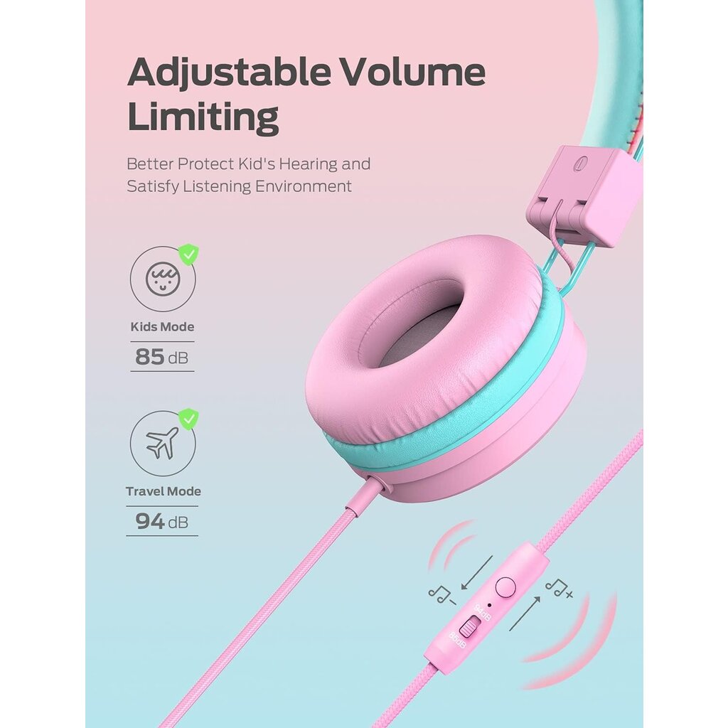 iClever - HS14 - junior headphones (pink/light blue)