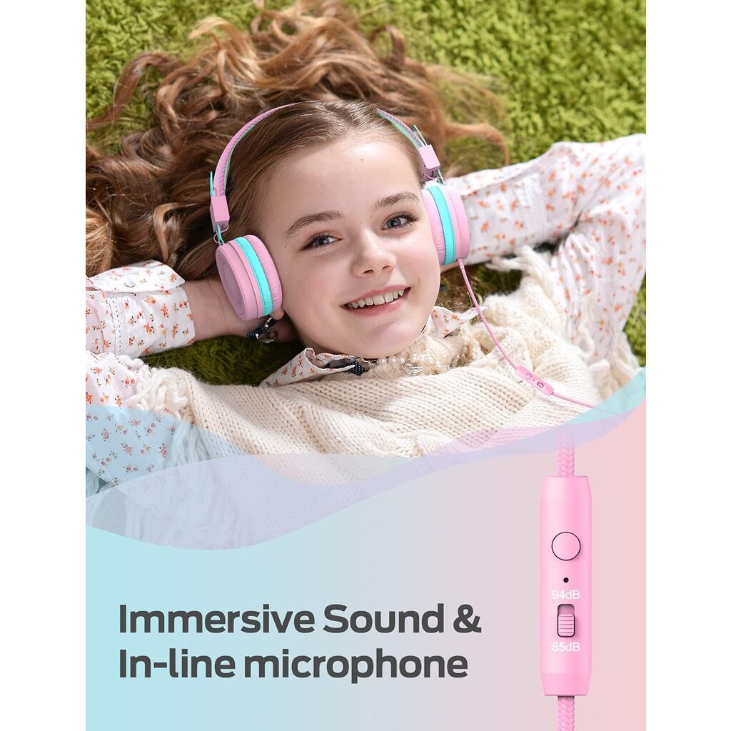 iClever - HS14 - junior koptelefoon (roze/lichtblauw)