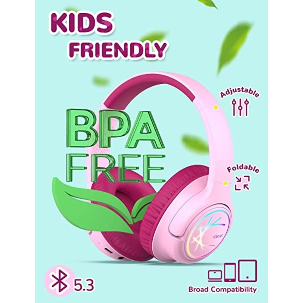 iClever iClever - BTH18 - draadloze junior koptelefoon (roze)