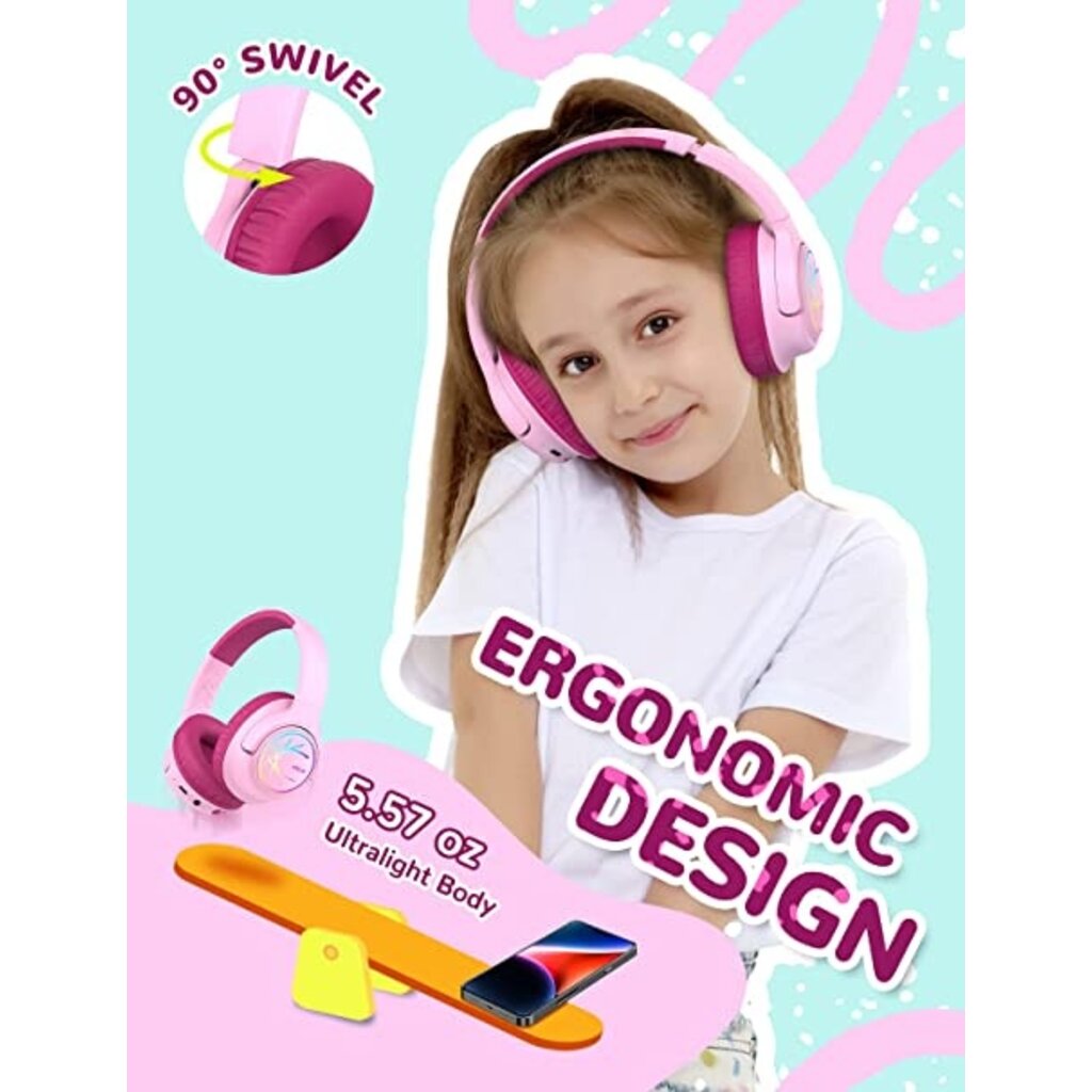 iClever iClever - BTH18 - wireless junior headphones (pink)