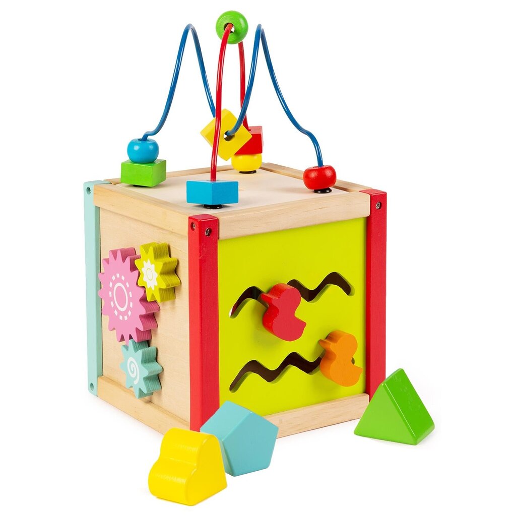 Boppi Boppi - small wooden activity cube (5-in-1)