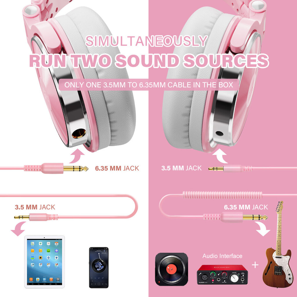 OneOdio - Pro10 Studio - headphones - Music/DJ/Studio (pink)