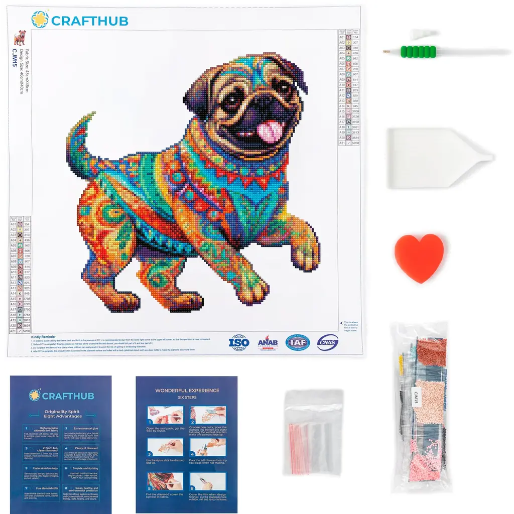 Crafthub Crafthub - Mopshond - diamond painting set