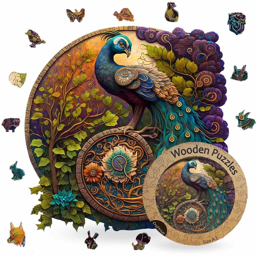 Crafthub Crafthub - Yin Yang peacock - premium wooden puzzle