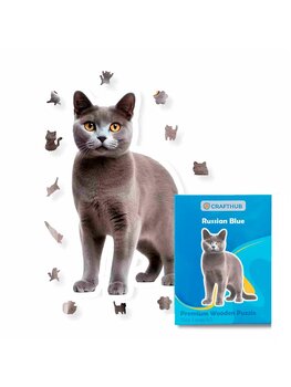 Crafthub Russian blue cat - premium wooden puzzle