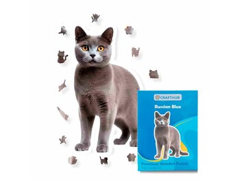 Crafthub Russian blue cat - premium wooden puzzle