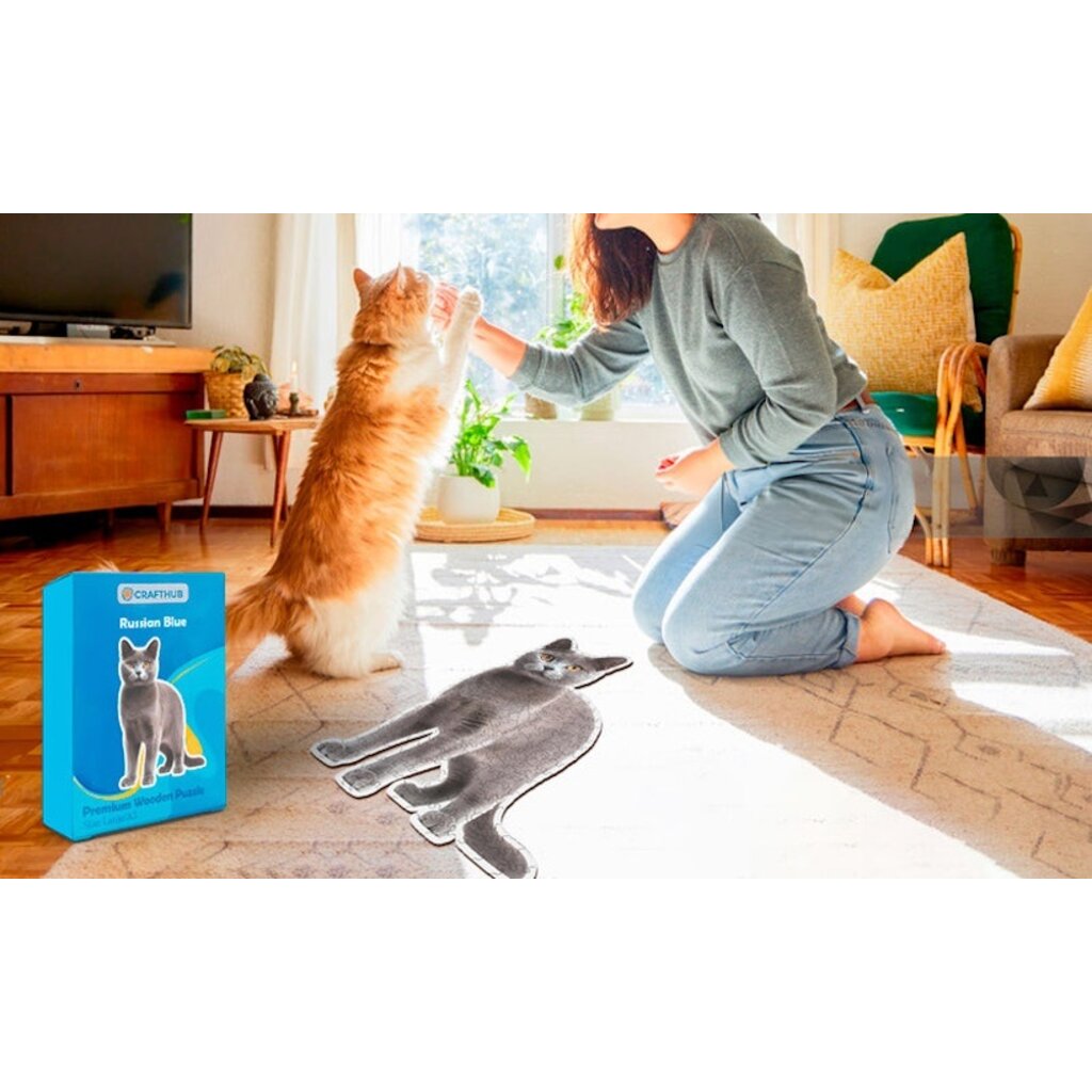Crafthub Crafthub - Russische blauwe kat - premium houten puzzel