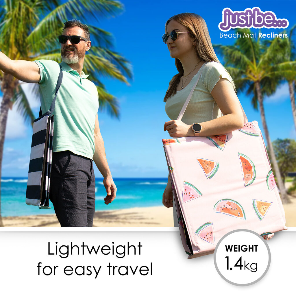 Just be... Foldable beach mat (blue/white vertical stripes)