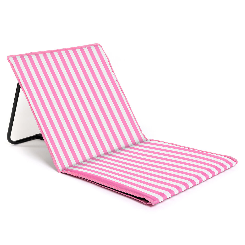 Just be... Foldable beach mat (pink/white striped)