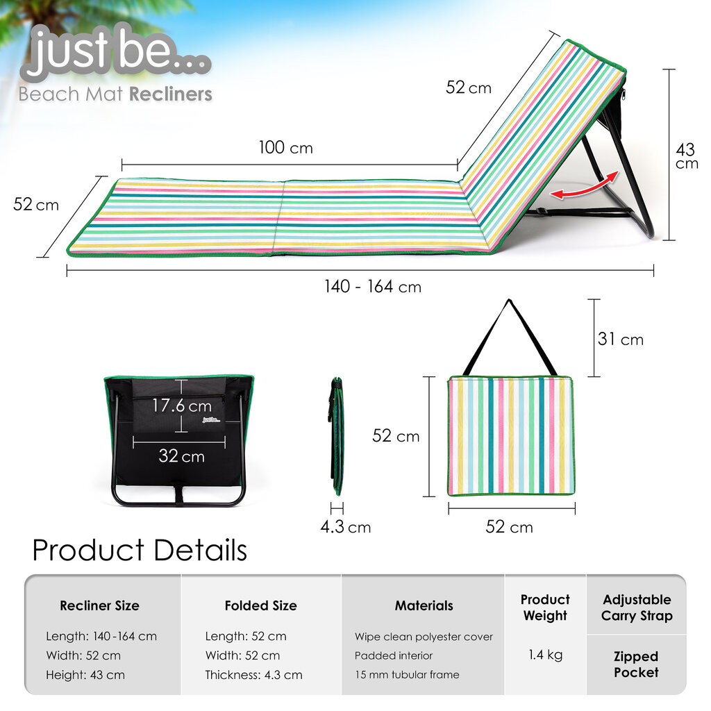 Just be... Opvouwbare strandmat (multi kleuren / licht)