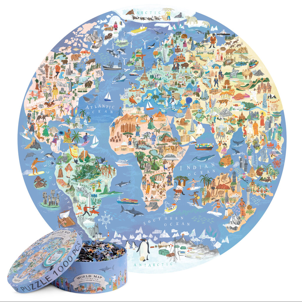 Boppi World map - round puzzle - 1.000 pieces