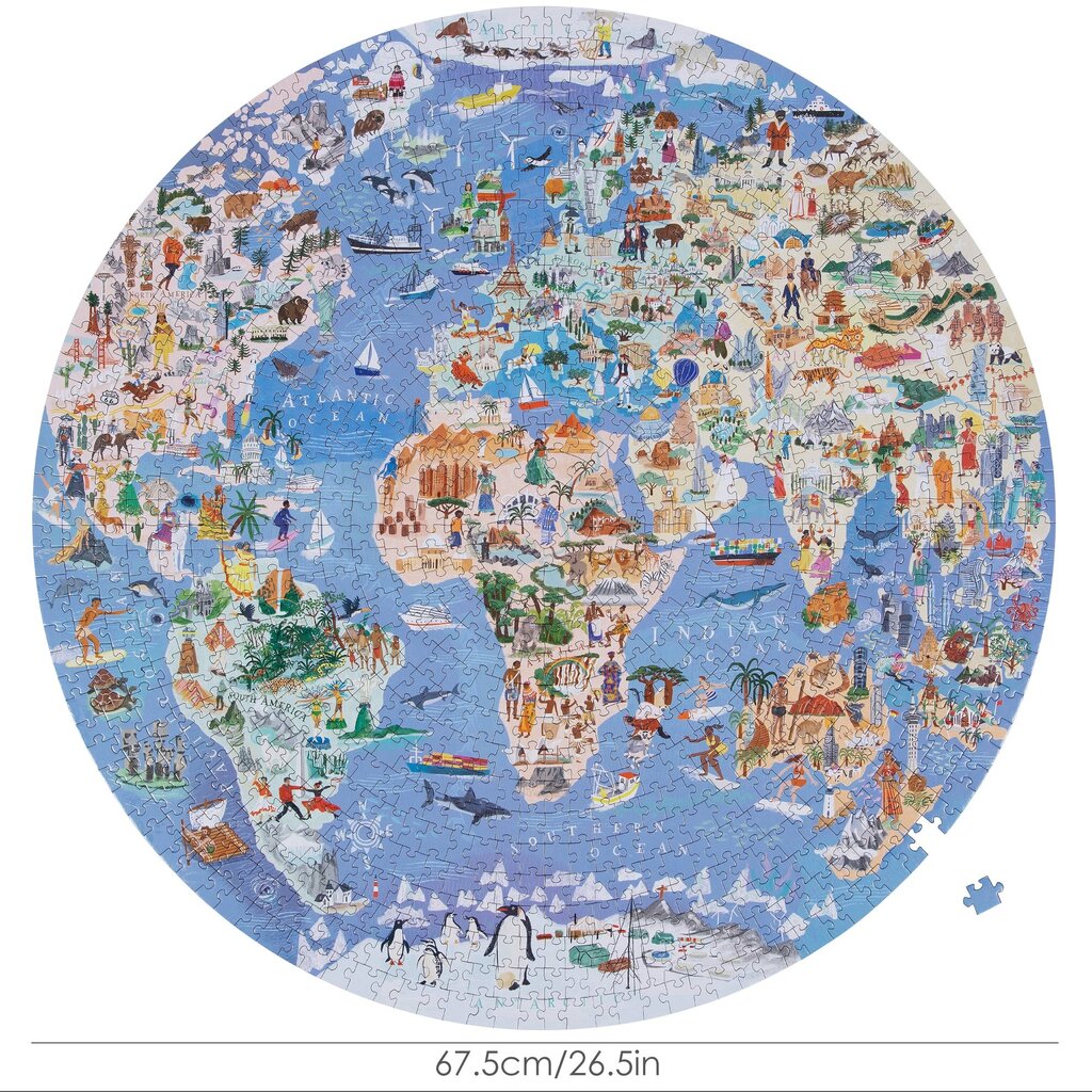 Boppi World map - round puzzle - 1.000 pieces