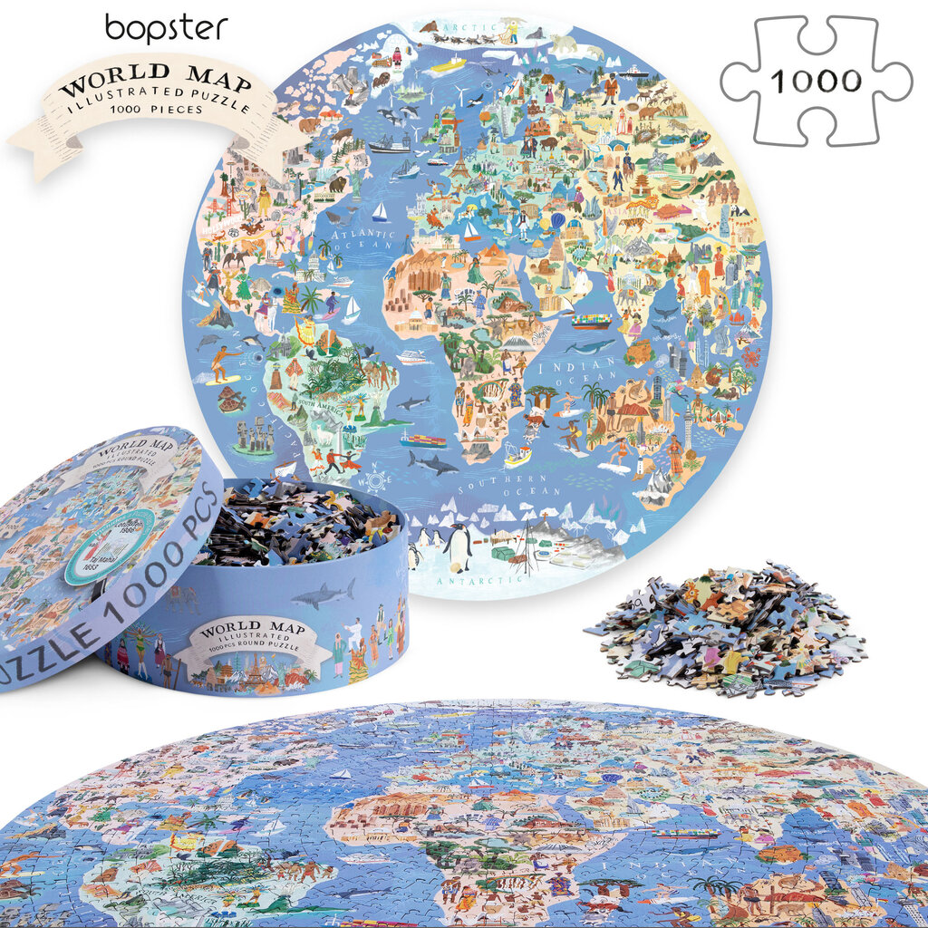 Boppi World map - round puzzle - 1.000 pieces