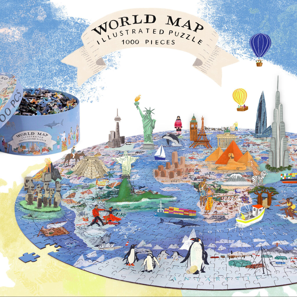 Boppi World map - round puzzle - 1.000 pieces