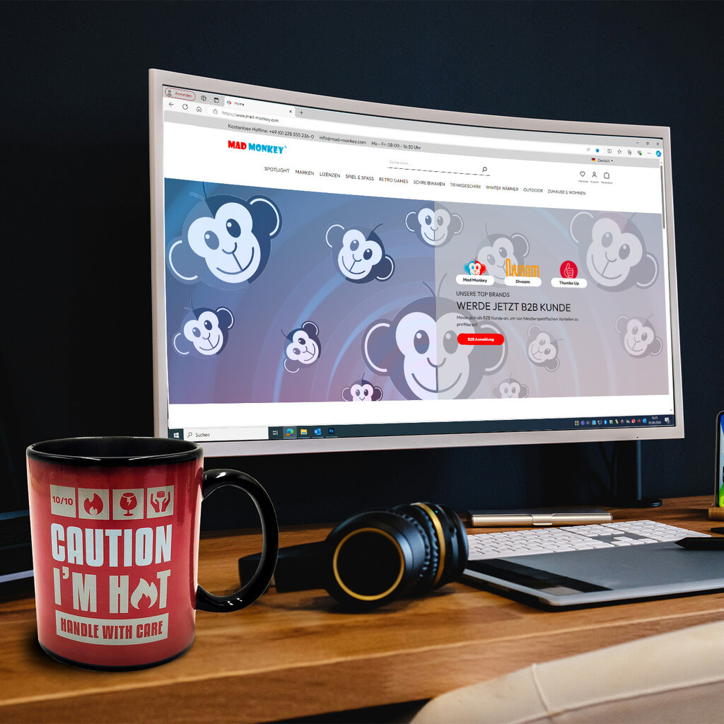 Mad Monkey Heat change mug - Caution I am Hot