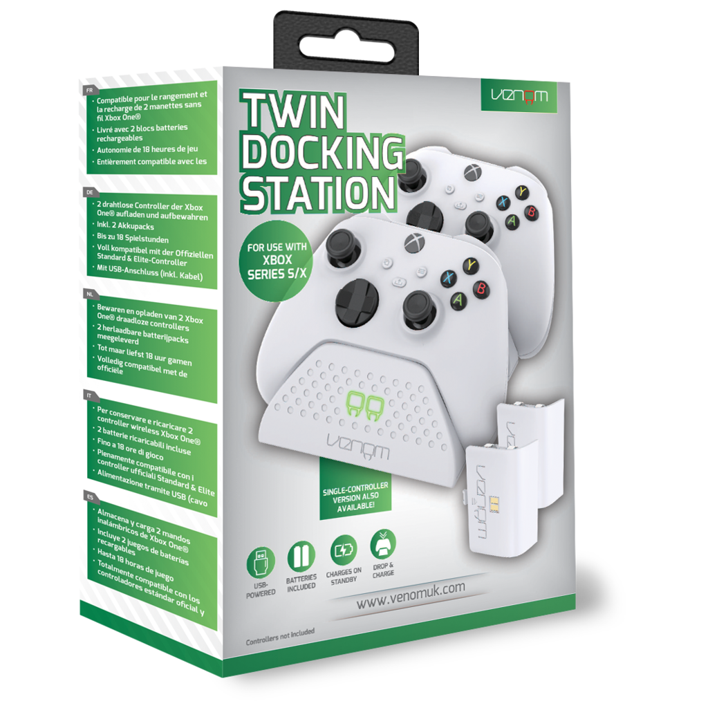 Venom Venom - Xbox Series S/X/One - twin docking station + 2 batteries - wit