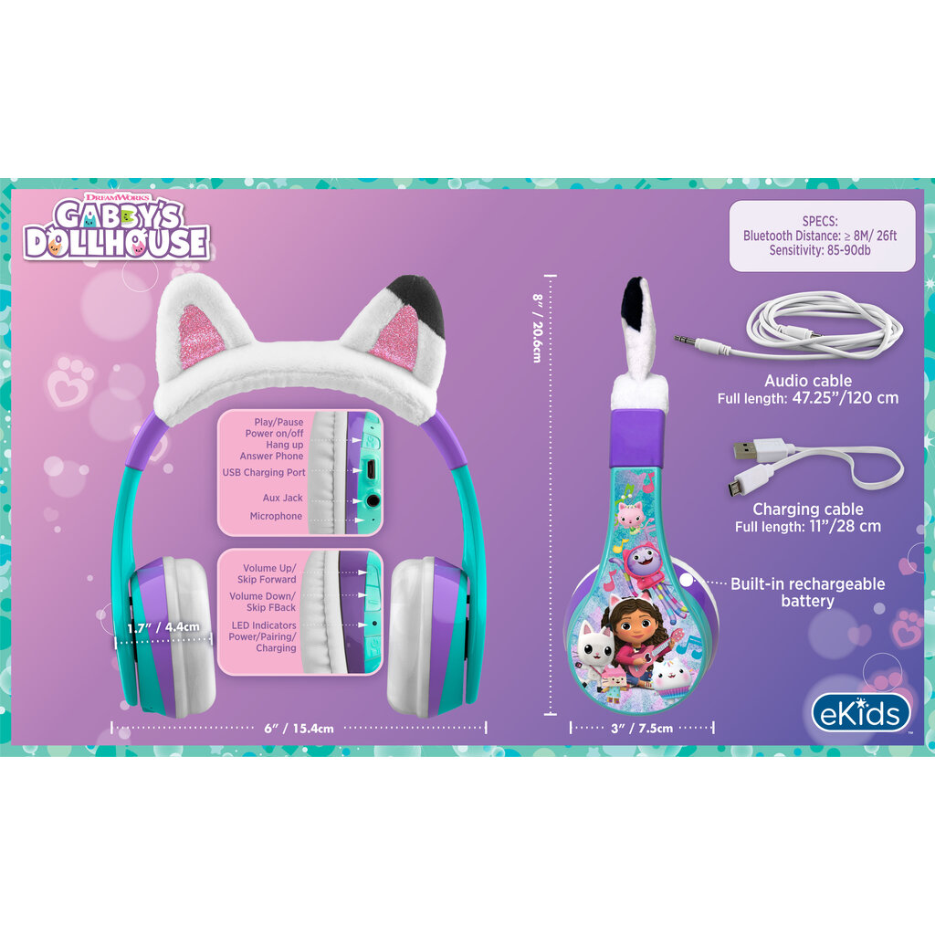Gabby's Dollhouse Gabby's Dollhouse - junior bluetooth koptelefoon - met oortjes