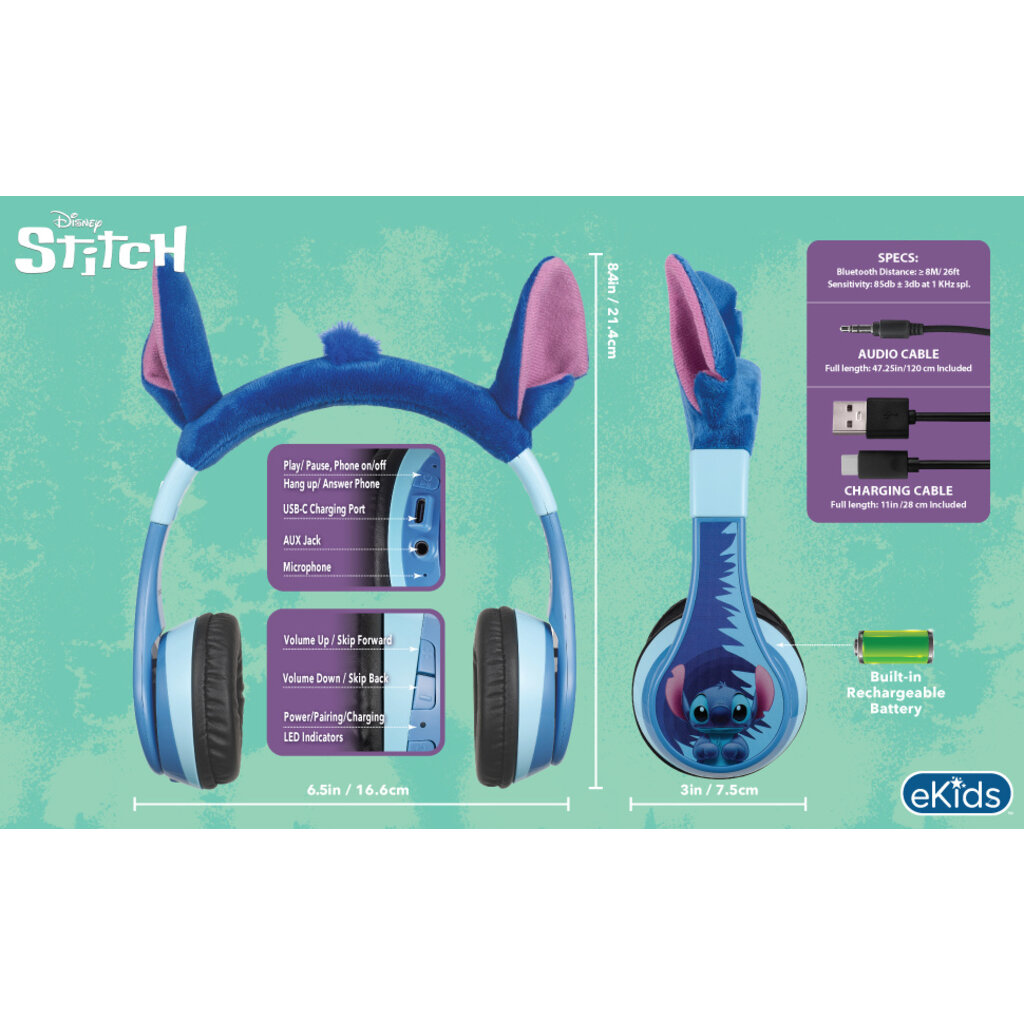 Stitch Stitch - junior bluetooth headphones with ears