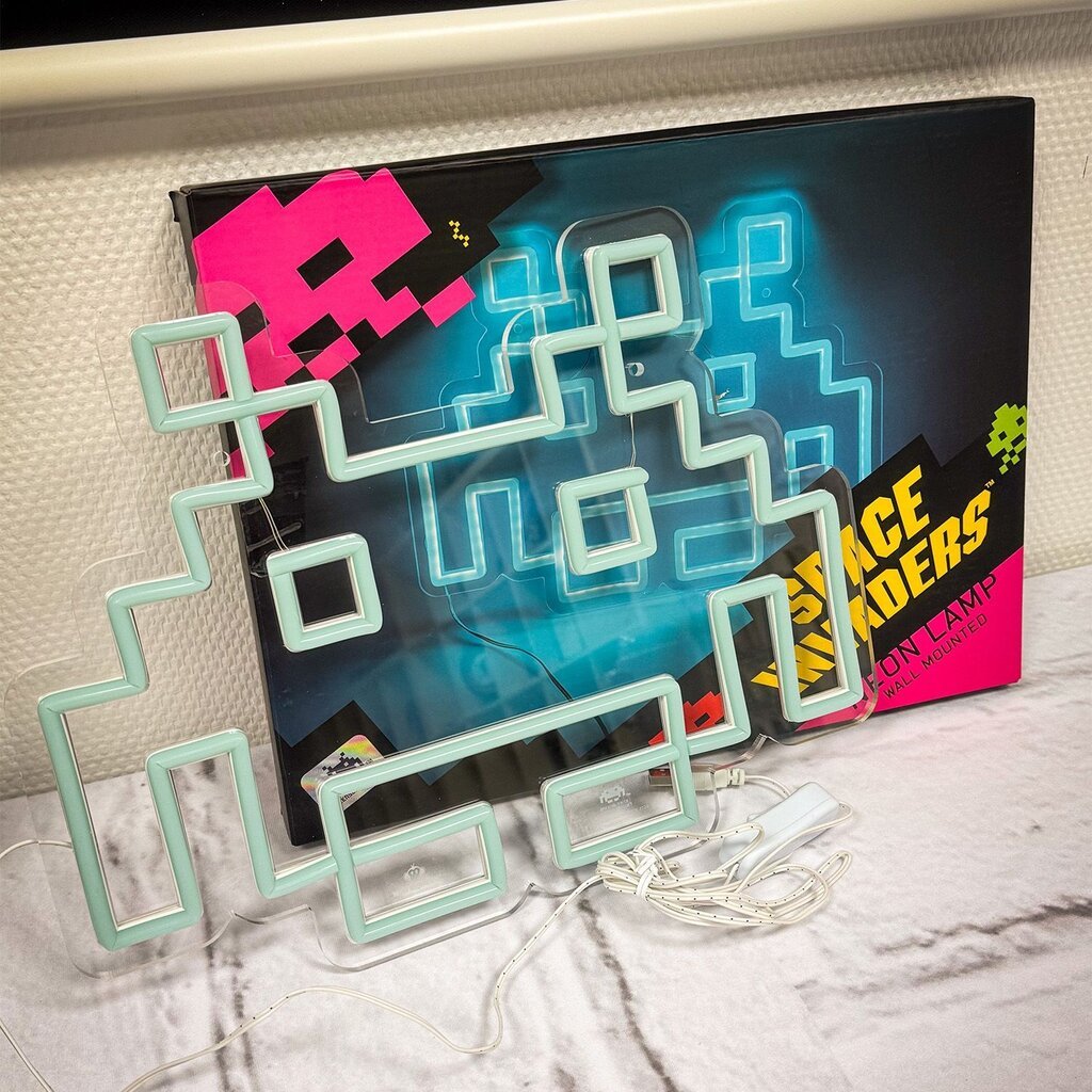 Atari Space Invaders - game icon - neon light