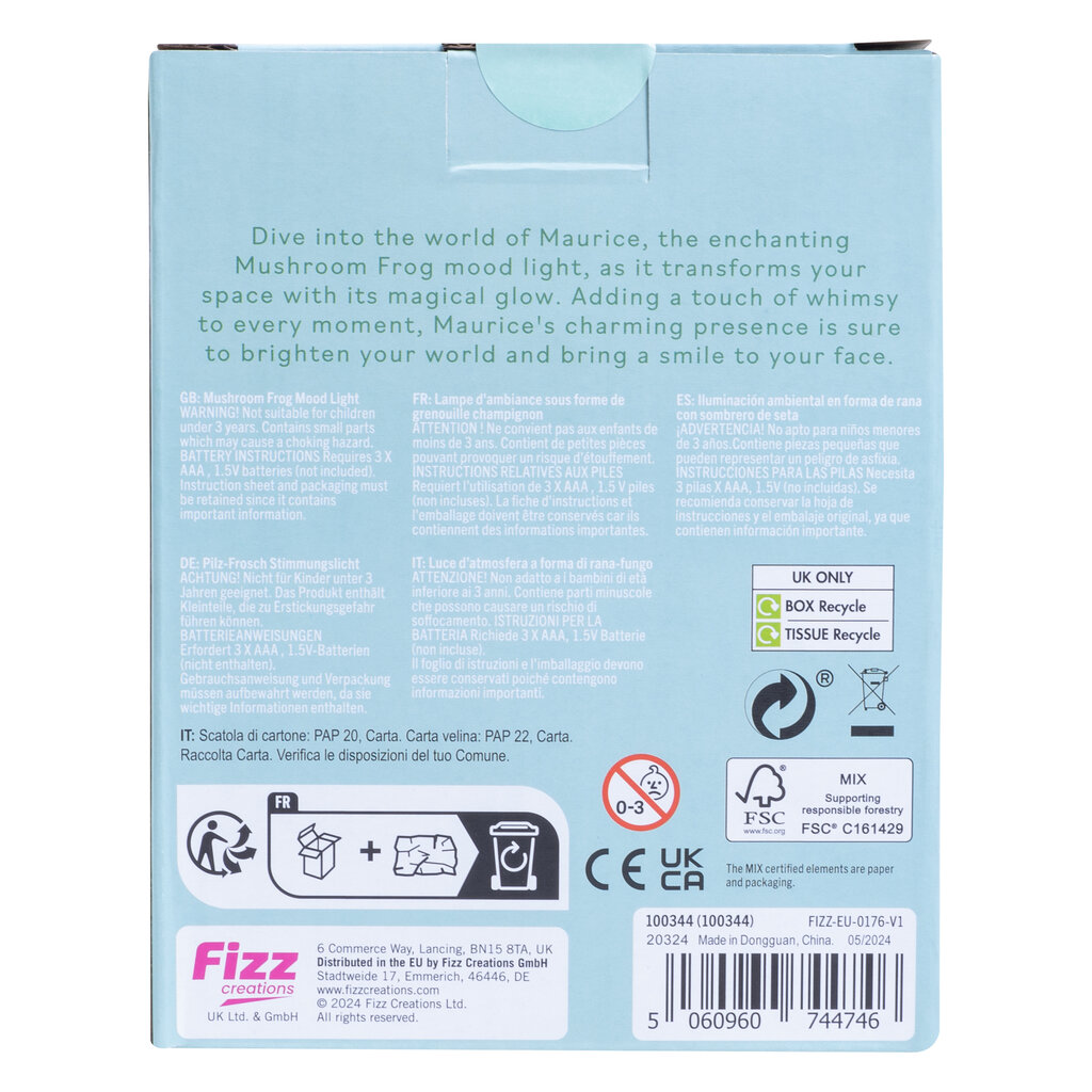 Fizz Creations Maurice the Mushroom frog - mood light