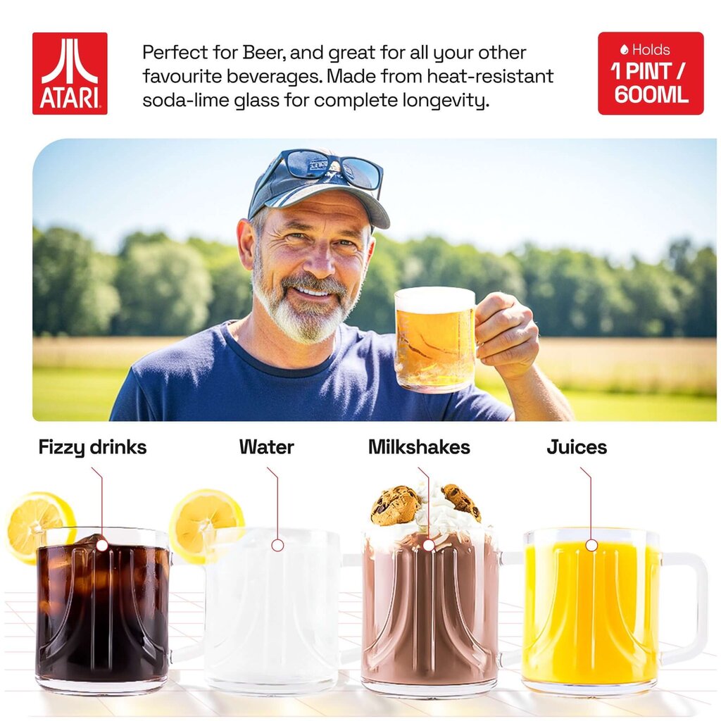 Atari Atari - 3D logo - beer/soda glass - 600ml