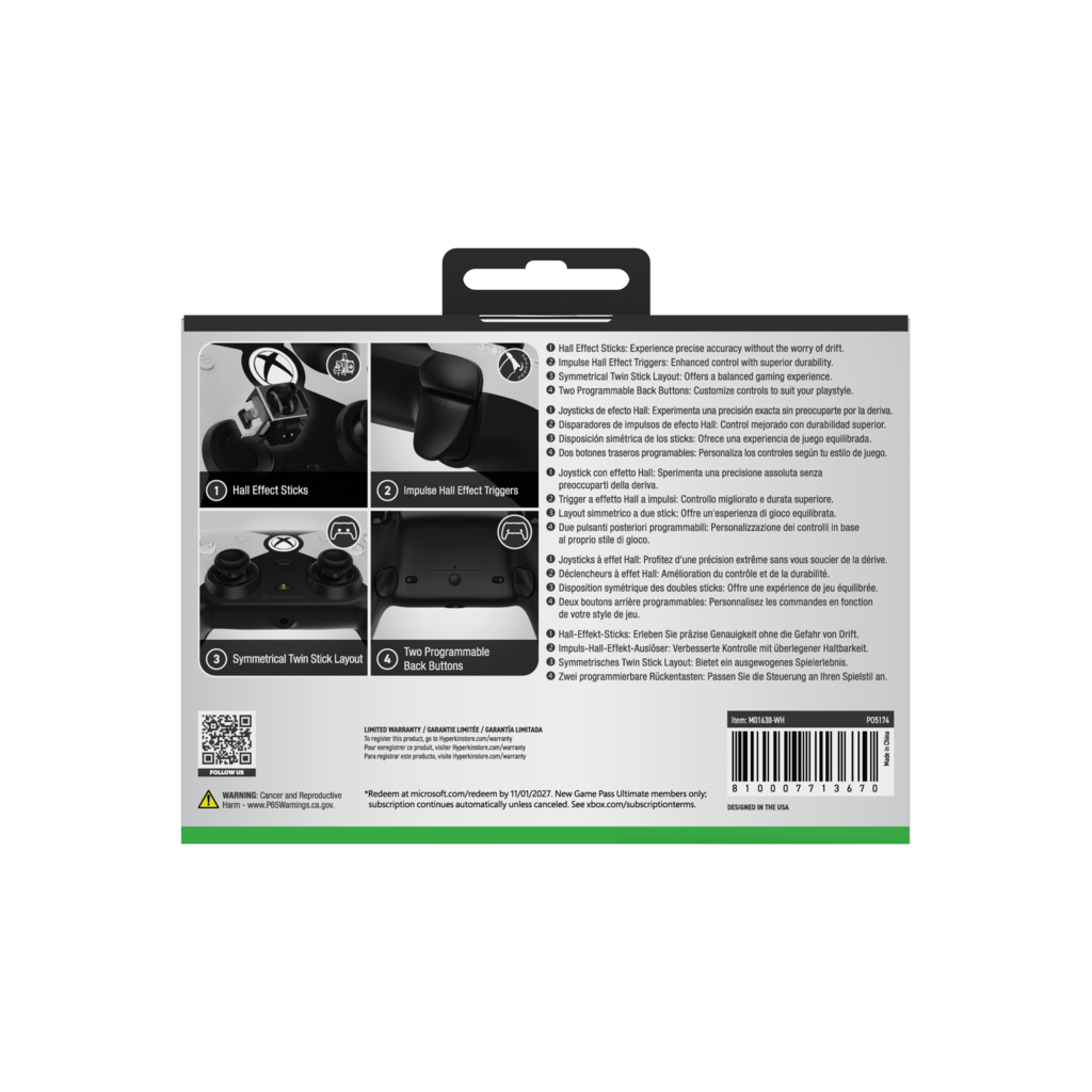 Hyperkin Hyperkin - Competitor Wired Controller for Xbox X | S | One and Windows 11|10 (white)