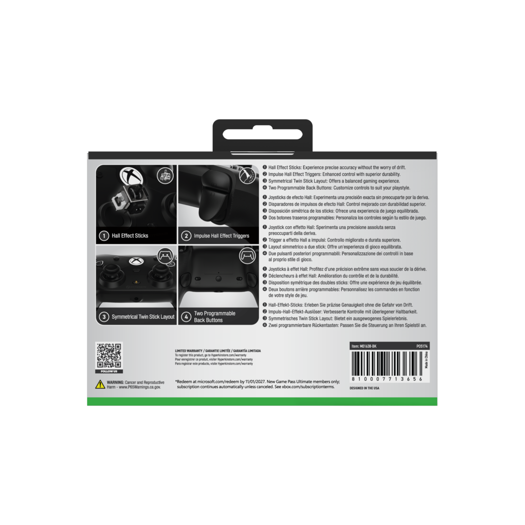 Hyperkin Hyperkin - Competitor Wired Controller for Xbox X | S | One and Windows 11|10 (black)