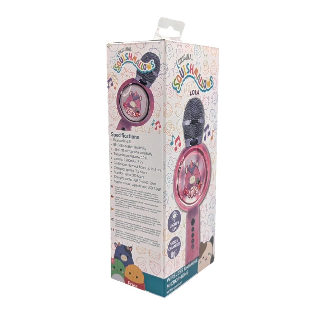 Squishmallows Squishmallows - Lola - Led Light - wireless karaoke microphone