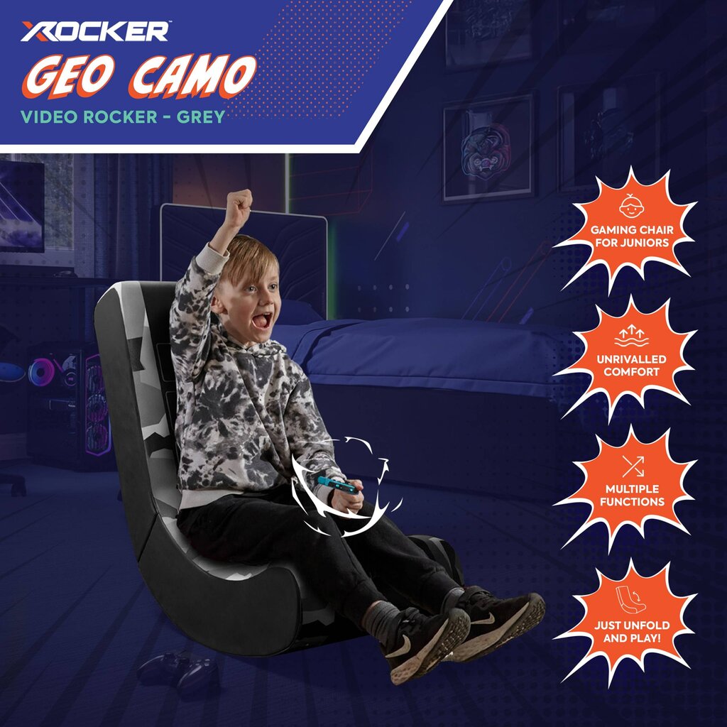 X Rocker Gamestoel - Geo camo - video rocker - grijs (X Rocker)