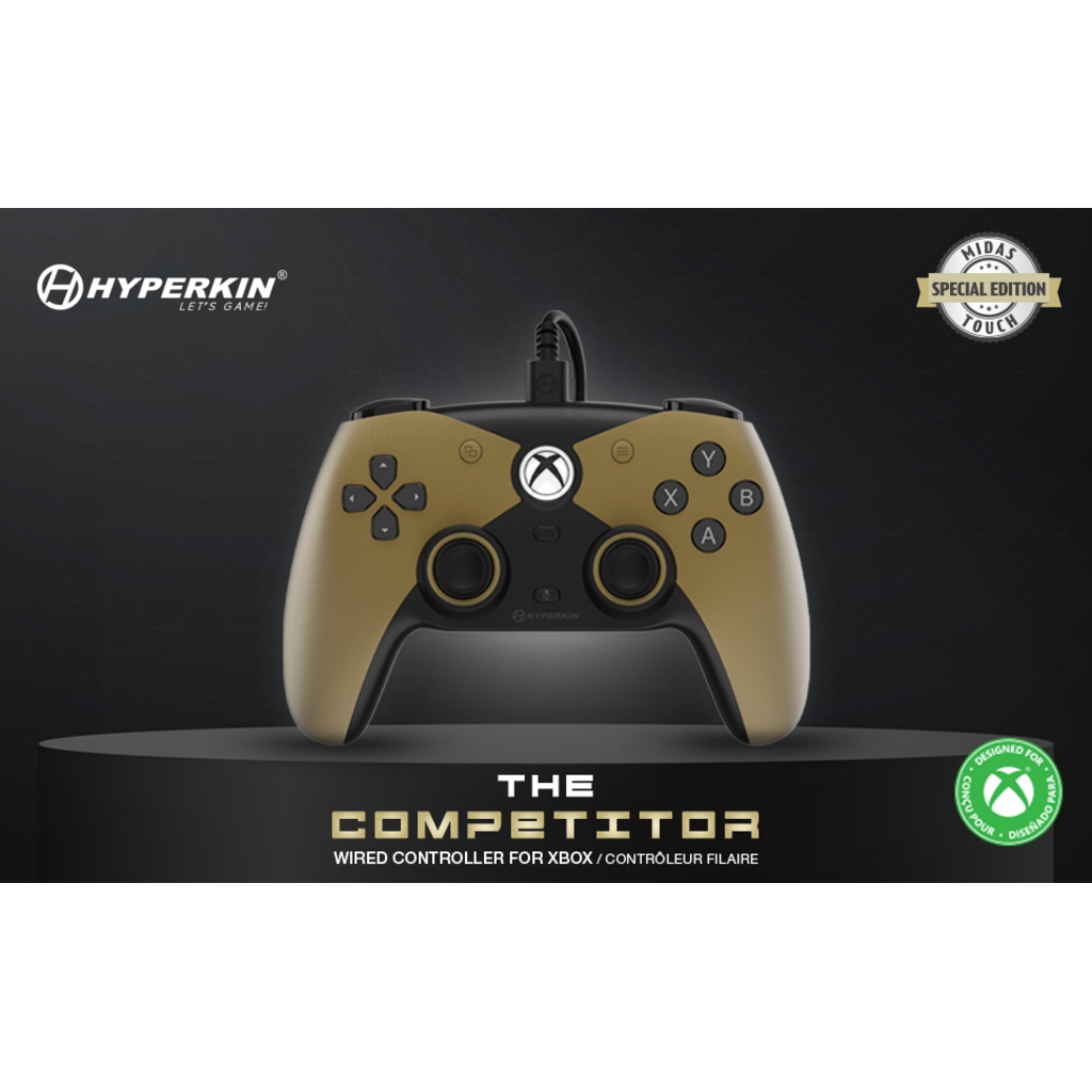 Hyperkin Hyperkin - Competitor Wired Controller voor Xbox X | S | One en Windows 11|10 (goud)