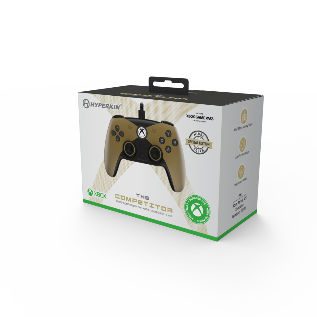 Hyperkin Hyperkin - Competitor Wired Controller voor Xbox X | S | One en Windows 11|10 (goud)