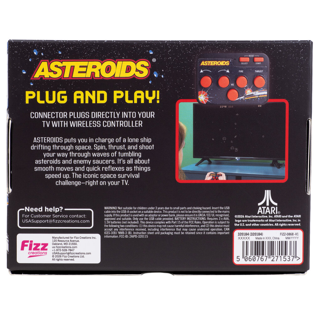 Atari Asteroids - tv plug & play - wireless controller