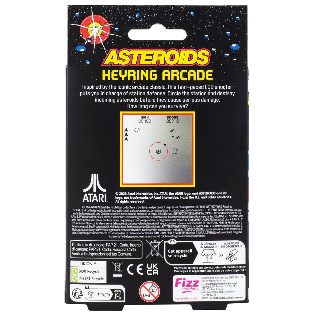 Atari Asteroids - retro gaming keychain