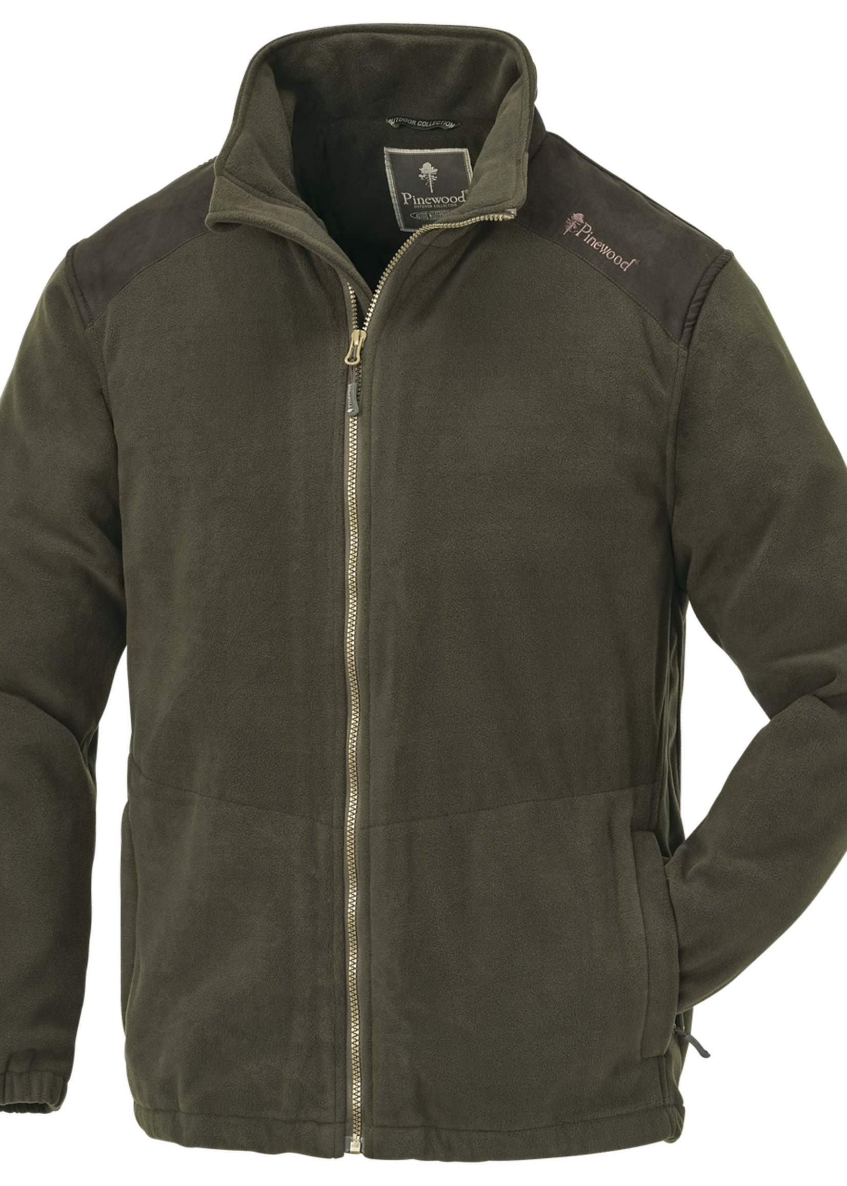 Pinewood Retriever Fleece-Jacke - Dunkel-Olive/Wildleder Braun