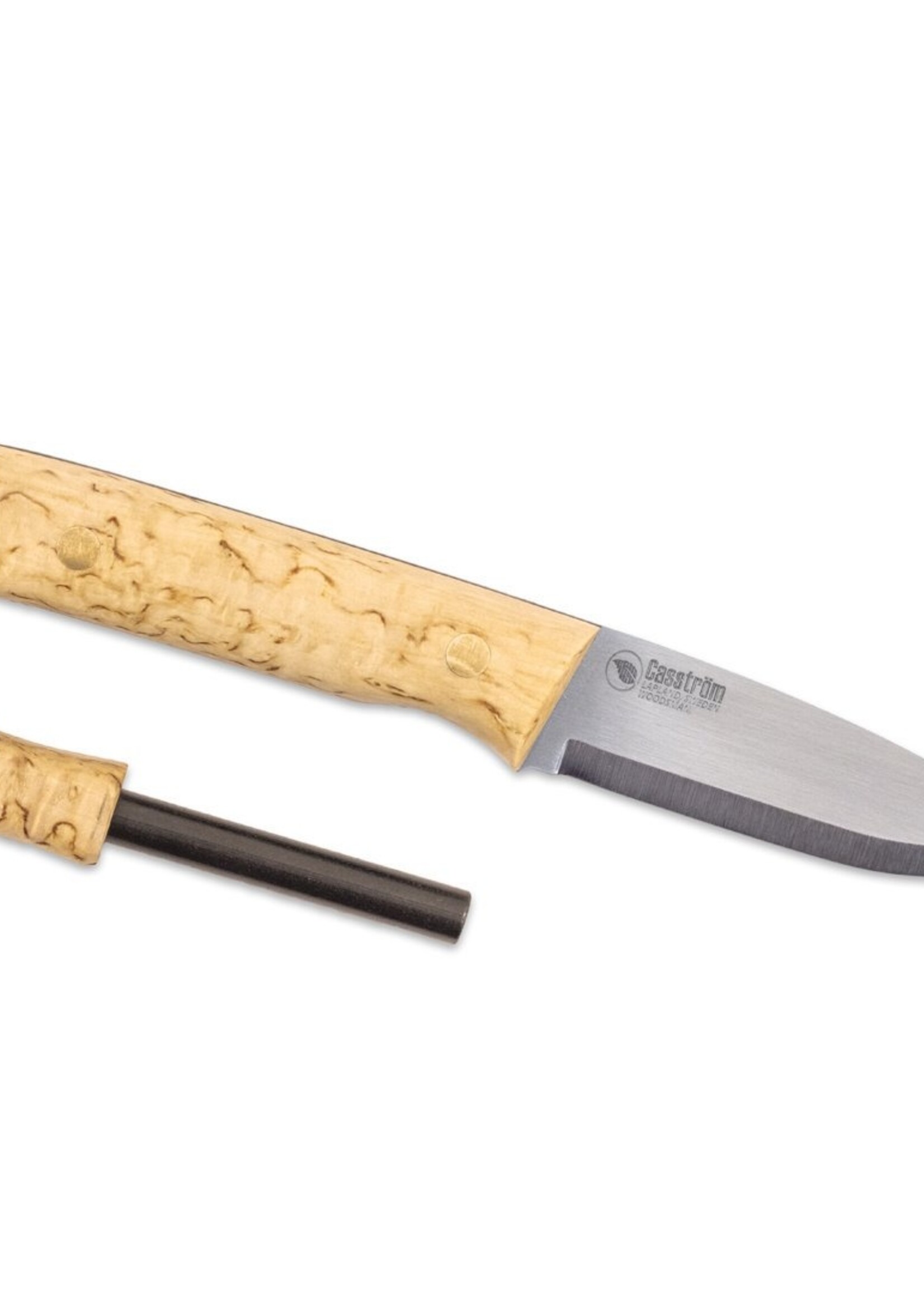 Casstrom Woodsman Curly Birch mit Firesteel - Sleipner Steel