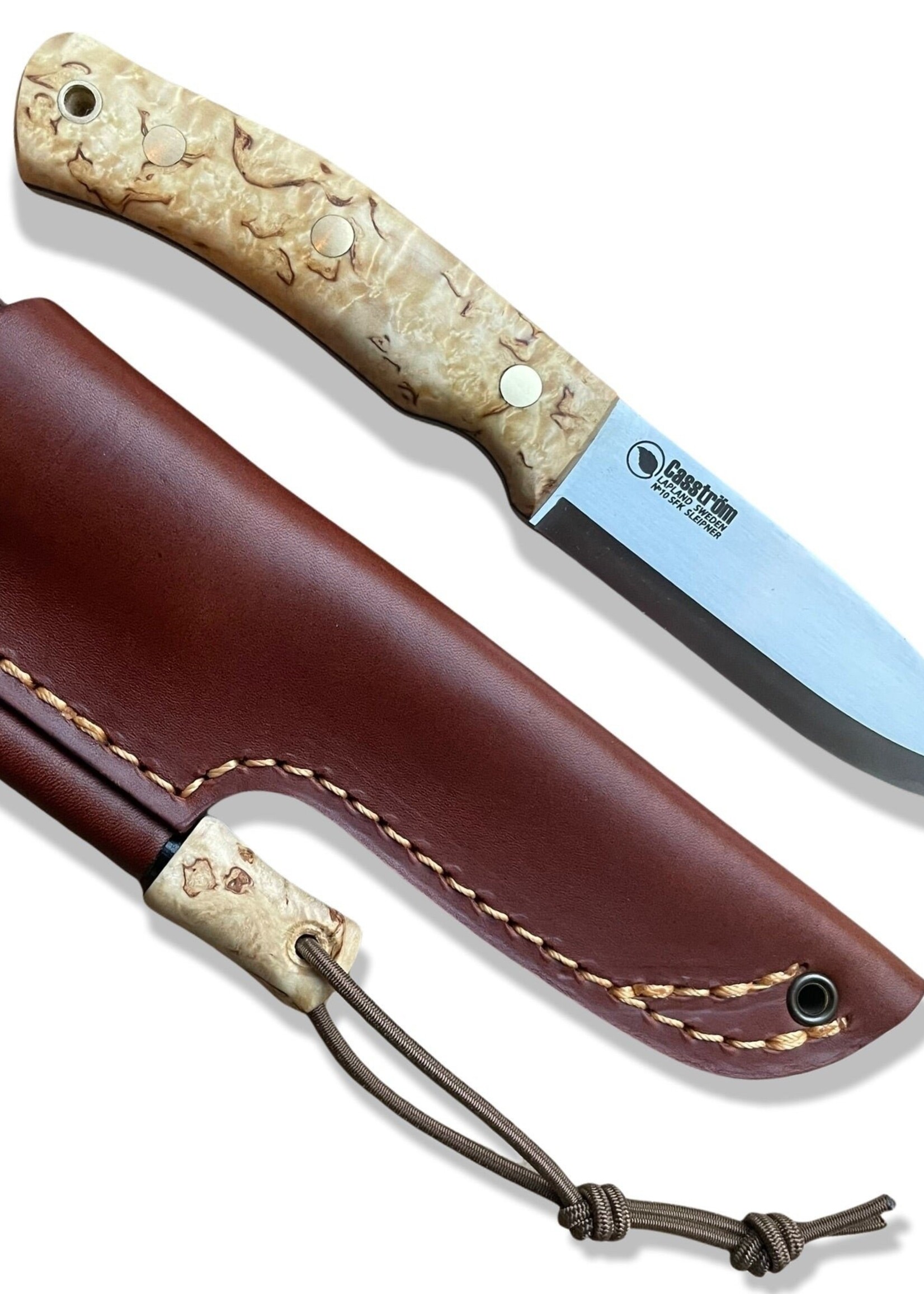 Casstrom Nr.10 Schwedisches Waldmesser, Lockenbirke, Sleipner, Feuerstahl