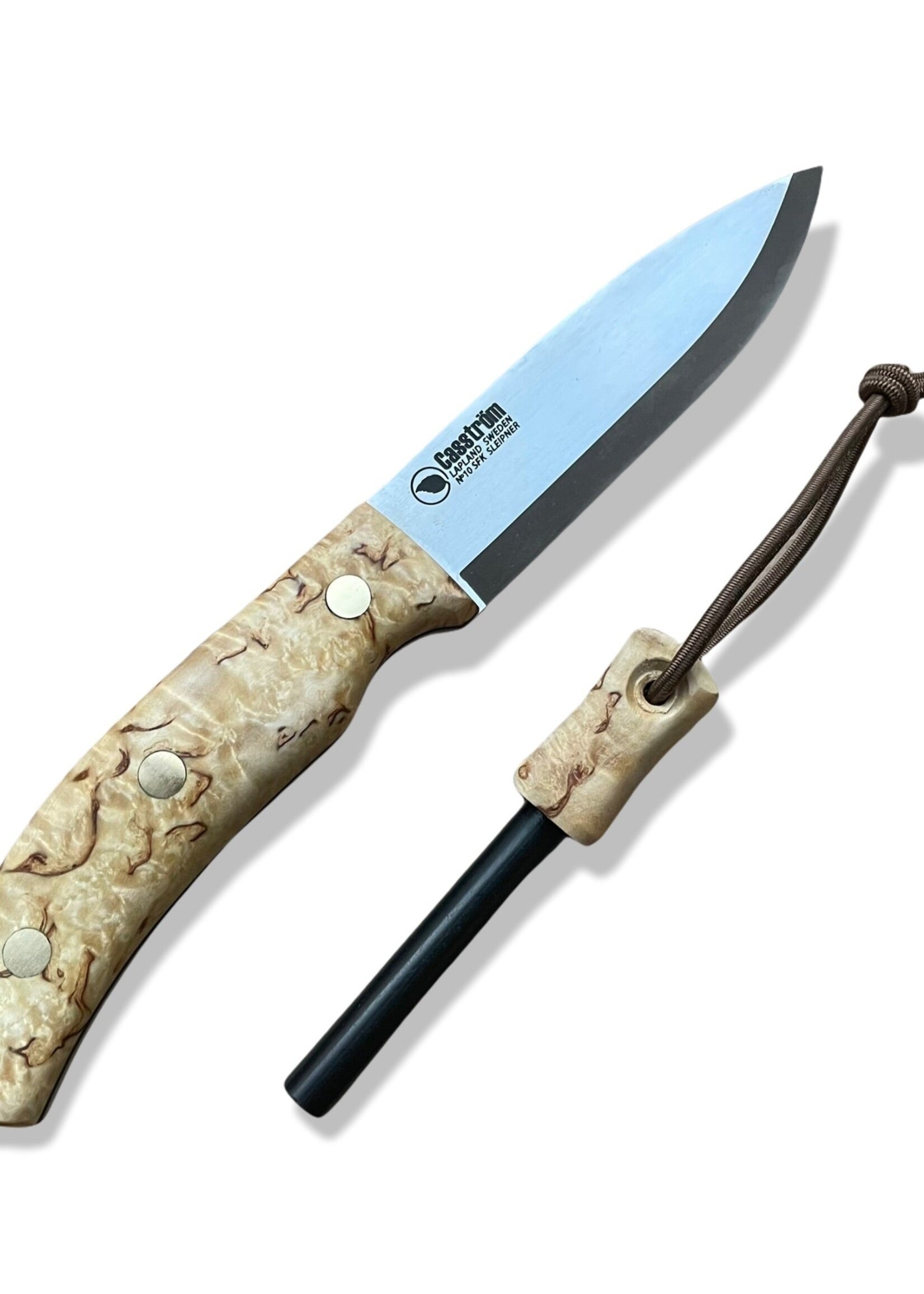 Casstrom Nr.10 Schwedisches Waldmesser, Lockenbirke, Sleipner, Feuerstahl