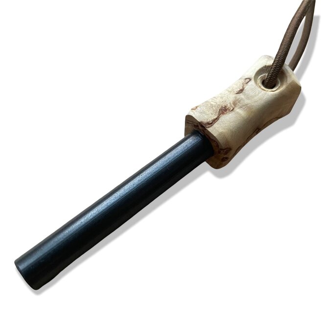 Nr.10 Schwedisches Waldmesser, Lockenbirke, Sleipner, Feuerstahl