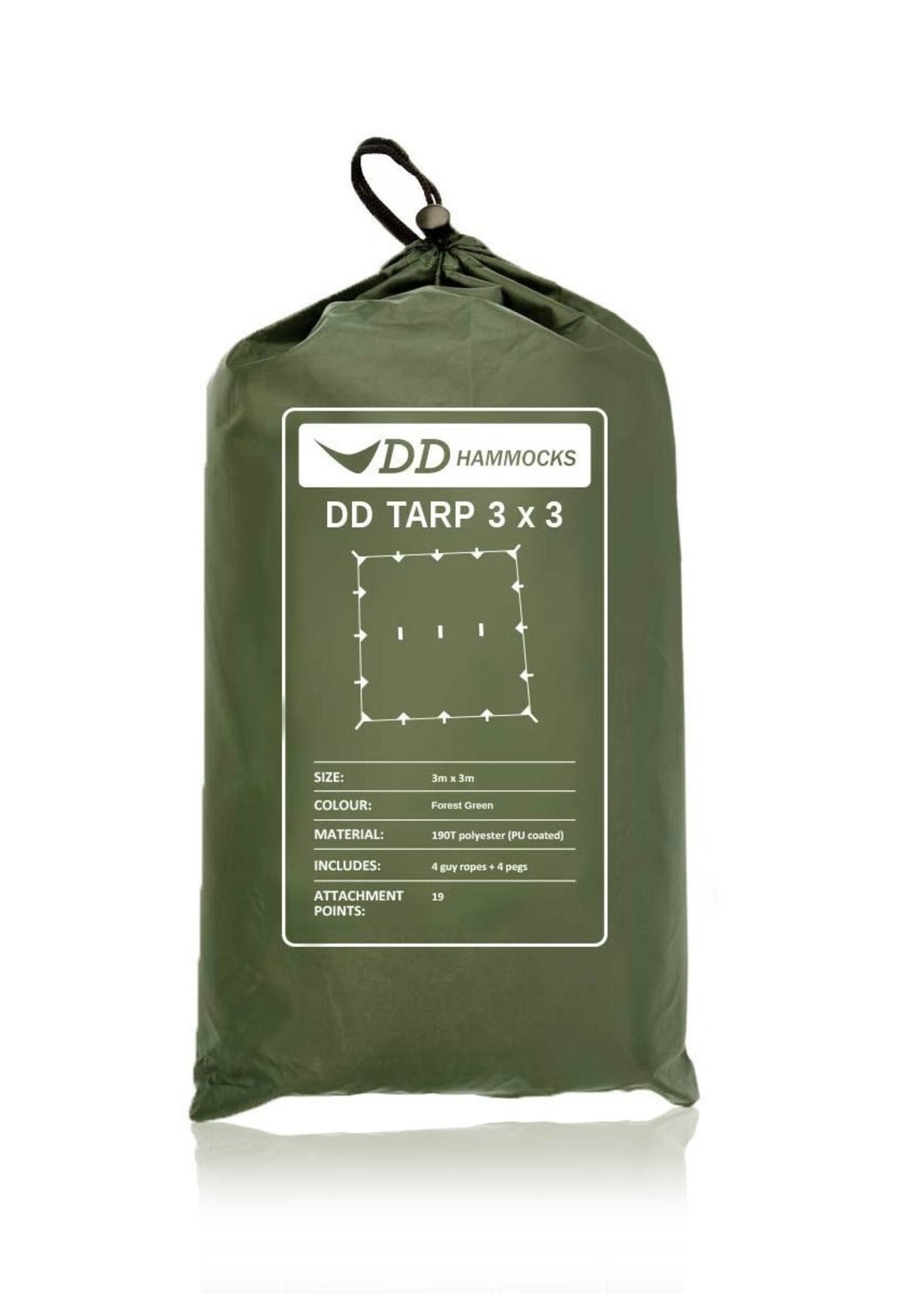 DD Hammocks Tarp/ Abdeckplane 3x3 - Waldgrün