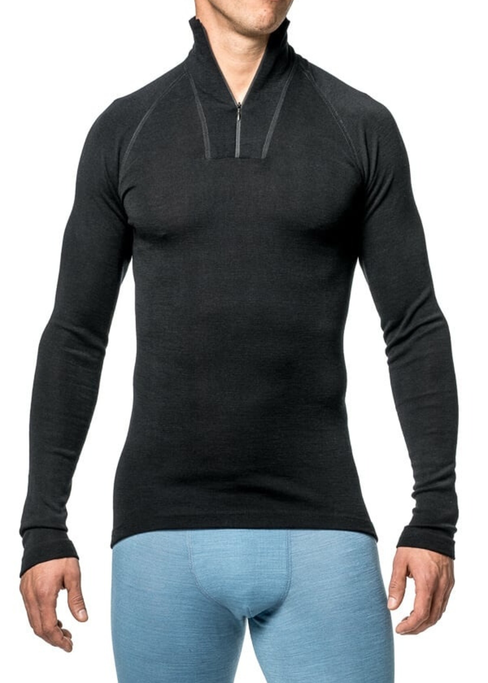 Woolpower Merino Base Layer Zip-Rollkragenpullover LITE - Schwarz