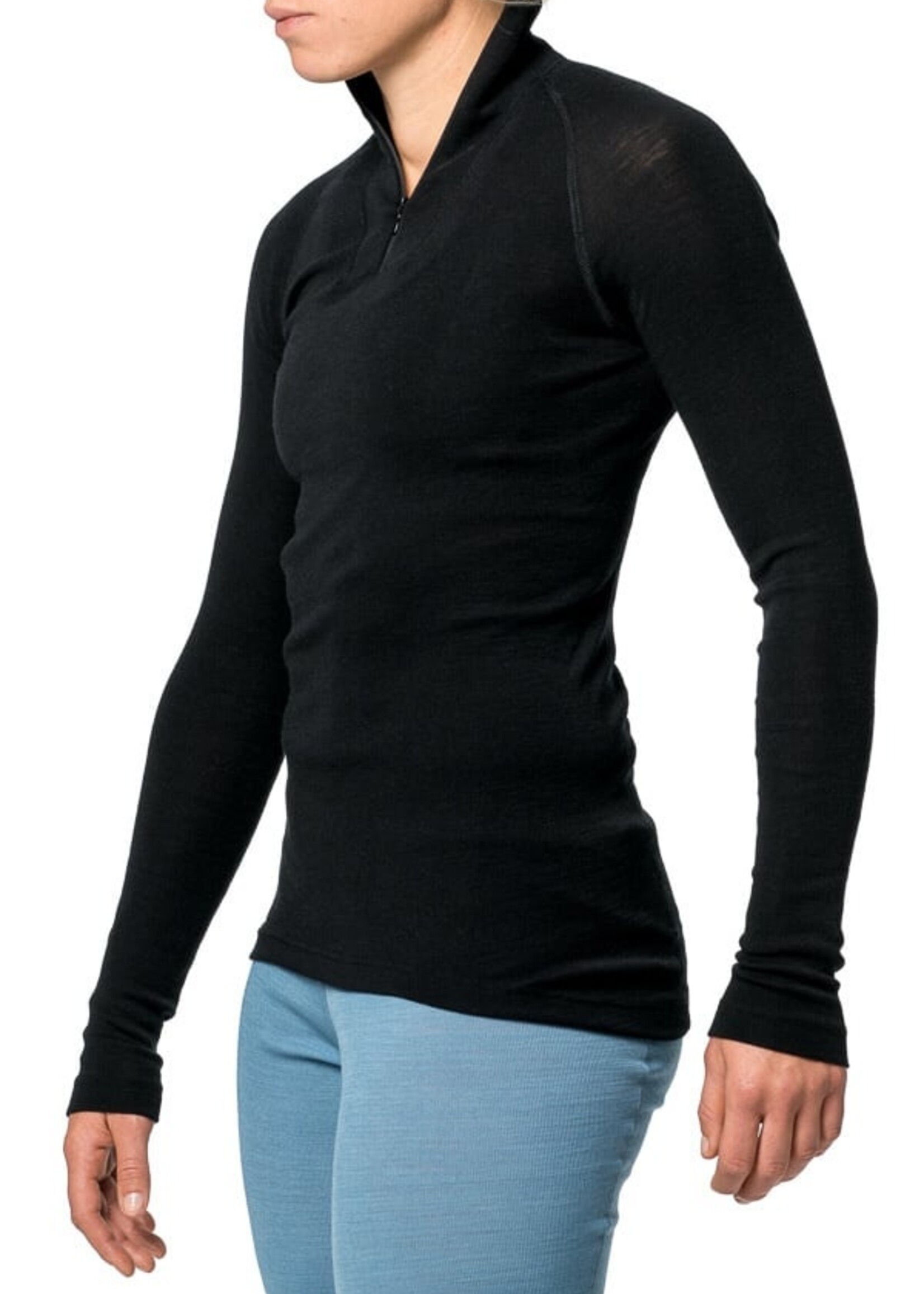 Woolpower Merino Base Layer Zip-Rollkragenpullover LITE - Schwarz