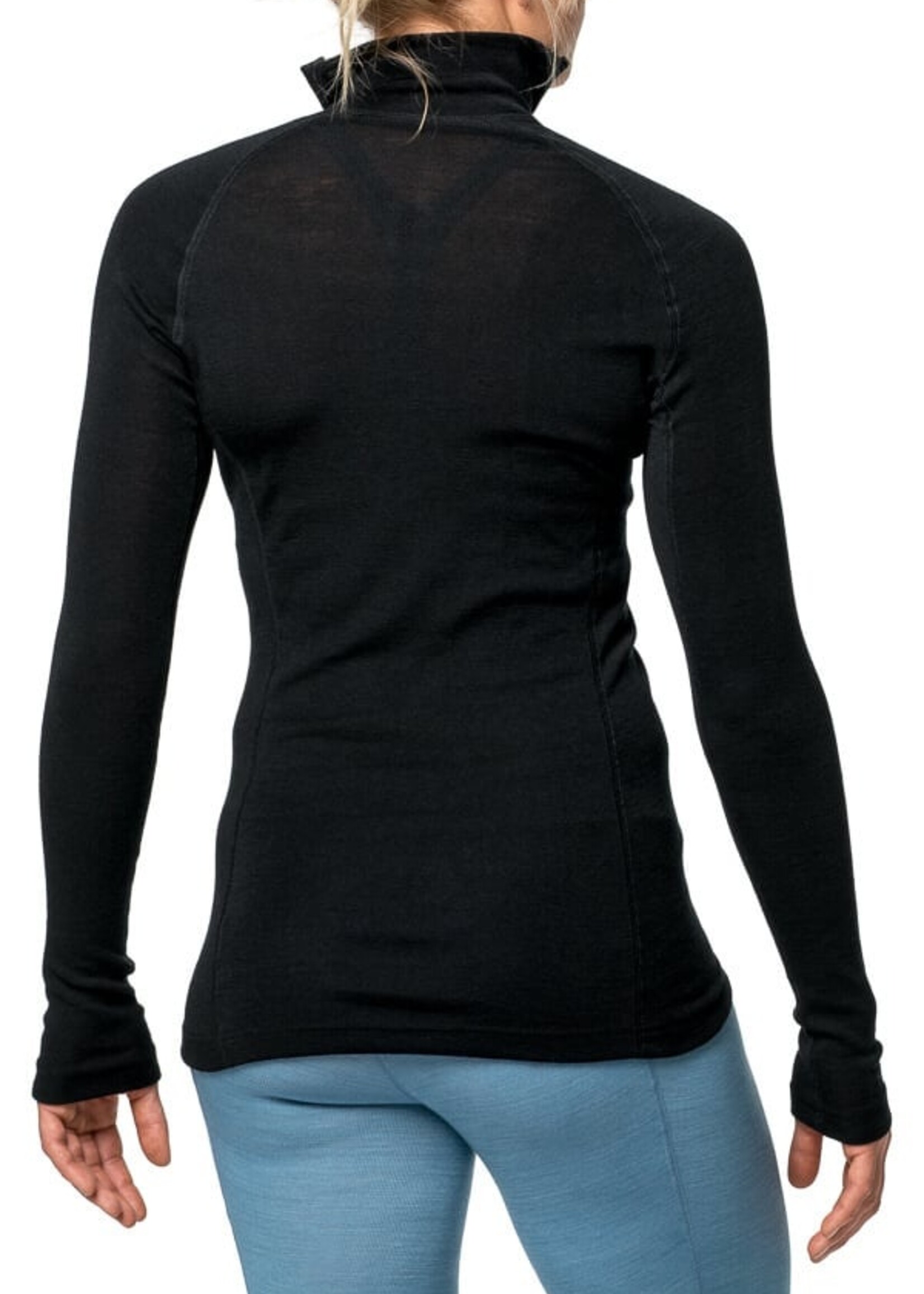 Woolpower Merino Base Layer Zip-Rollkragenpullover LITE - Schwarz