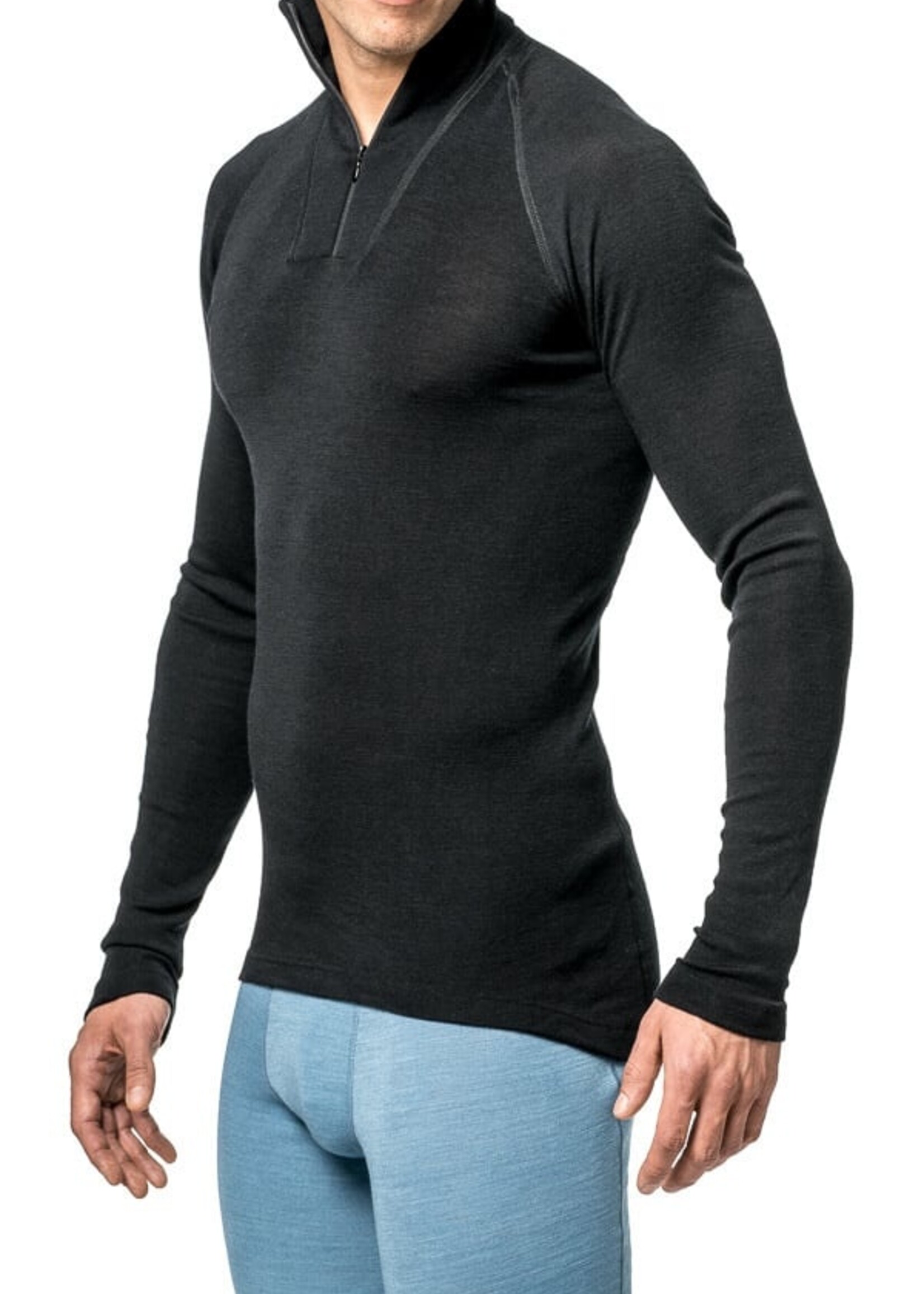 Woolpower Merino Base Layer Zip-Rollkragenpullover LITE - Schwarz