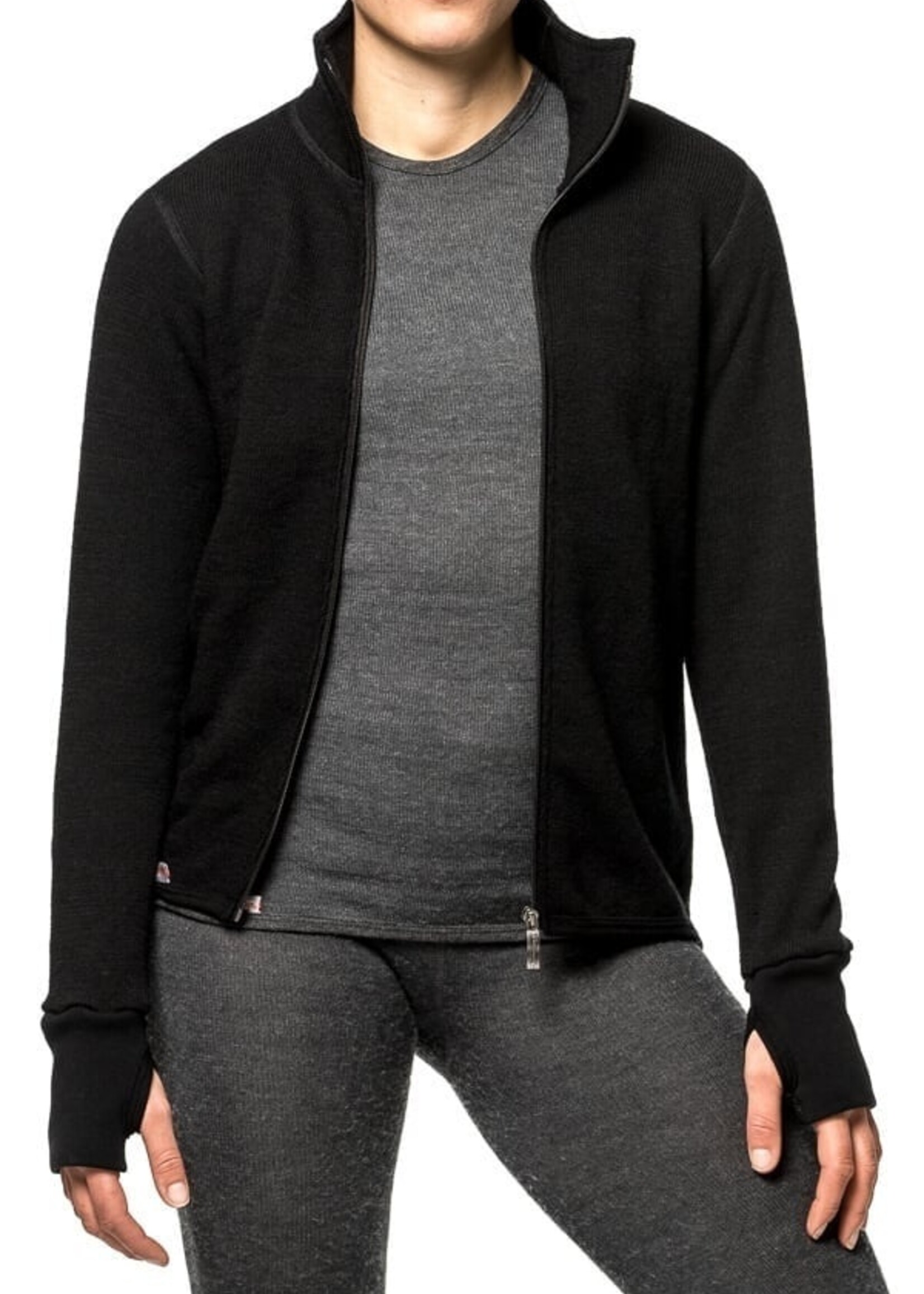 Woolpower Merino Mid Layer Full Zip Jacket 400 - Schwarz